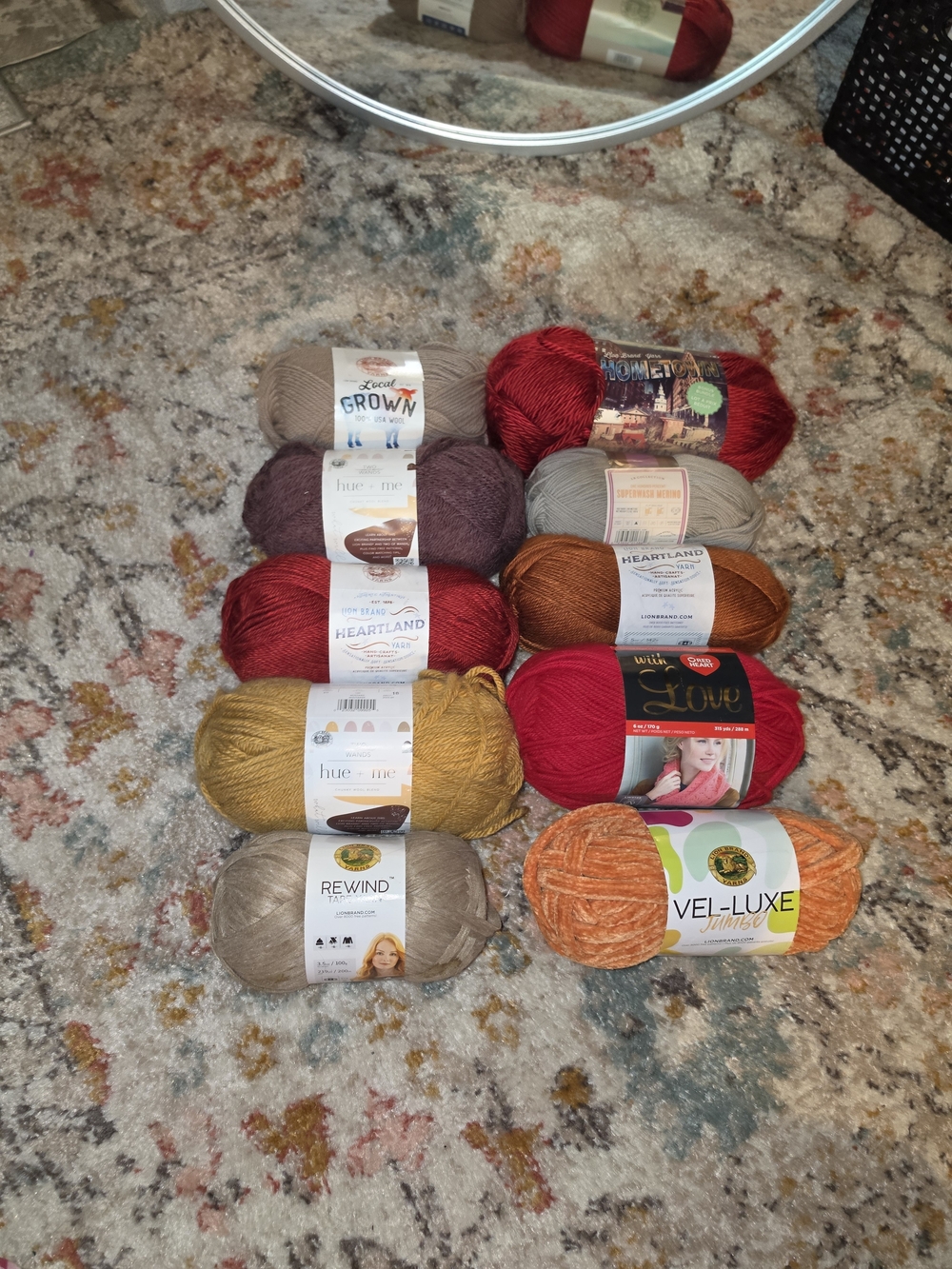 Fall Yarn Bundle 10 Skeins Lion Brand Wool Merino Heartland Hue + Me - Picture 2 of 9